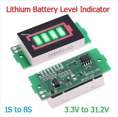 1S- 4S-8S Single 3.7V Lithium Battery Capacity Indicator Module 4.2V Blue Display Electric Vehicle Battery Power Tester Li-ion