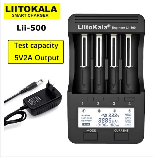 Liitokala Lii-500 Lii-S12 D4XL 18650 Smart Battery Charger,3.7V 18350 14500 18500 21700 26650 1.2V AAA NiMH Lithium LCD Charger