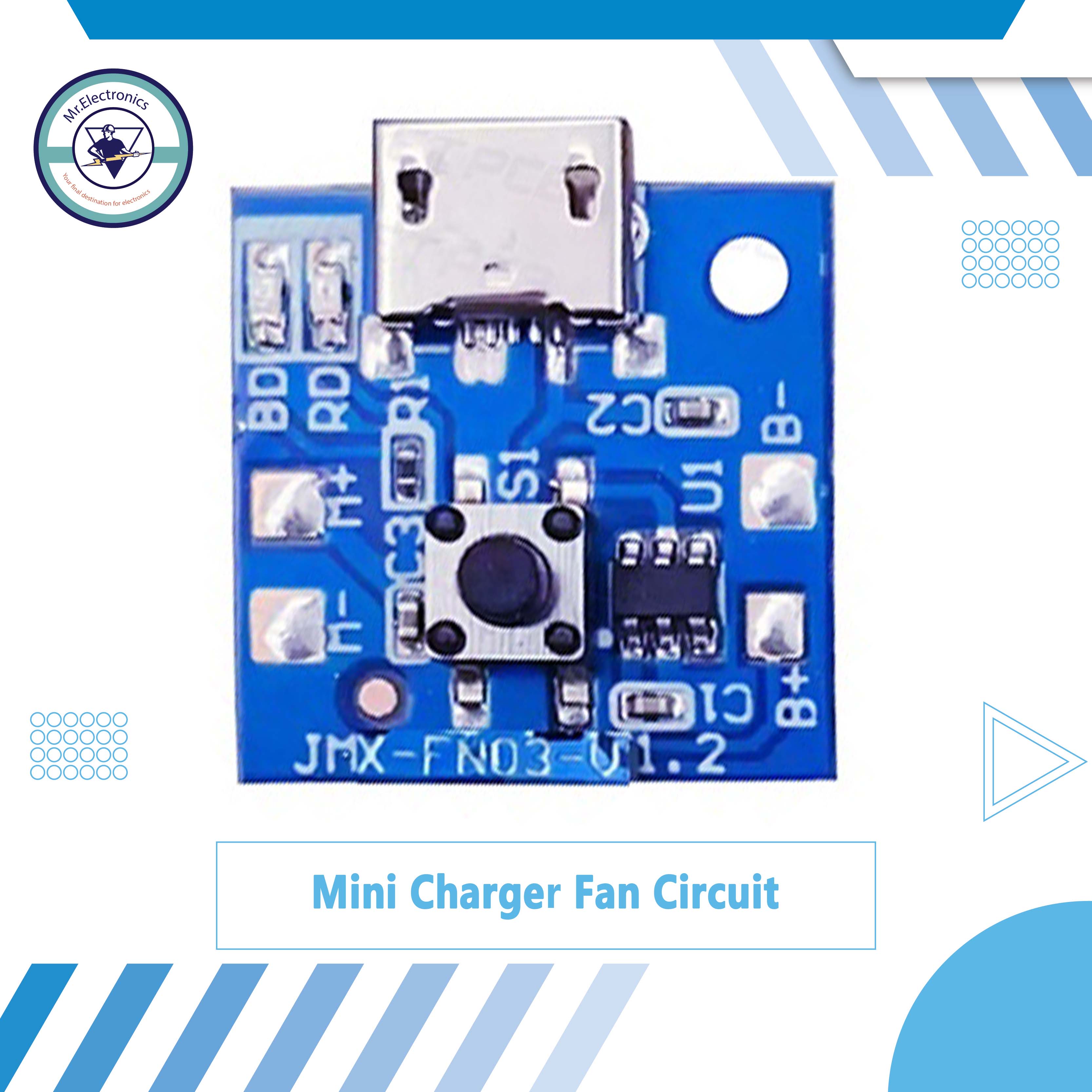 3 Step Fan Speed Control Mini Rechargeable Fan Circuit Battery 3.7V-4.2V