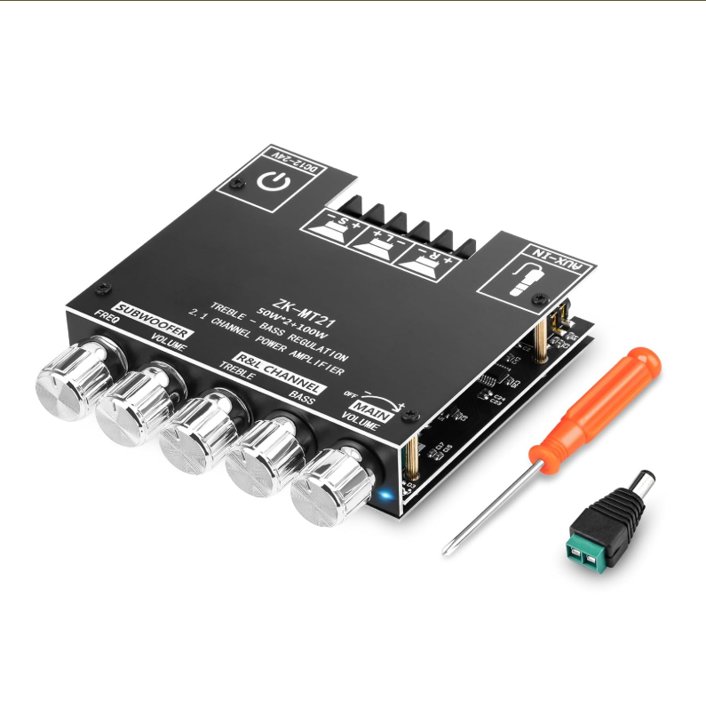 ZK-MT21 2x50W+100W 2.1 Channel Subwoofer Digital Power Amplifier Board AUX 12V 24V